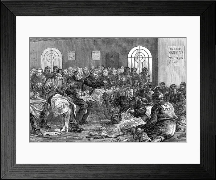 Framed Print : Sketches in the Clerkenwell House of Correction: the needle-room, 1874. Creator: Unknown Framed Print : Sketches in the Clerkenwell House of Correction: the needle-room, 1874. Creator: Unknown