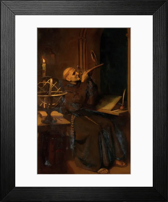 Framed Print : Roger Bacon in his observatory at Merton College, Oxford, c1260s, c1912 Creator: Ernest Board Framed Print : Roger Bacon in his observatory at Merton College, Oxford, c1260s, c1912 Creator: Ernest Board