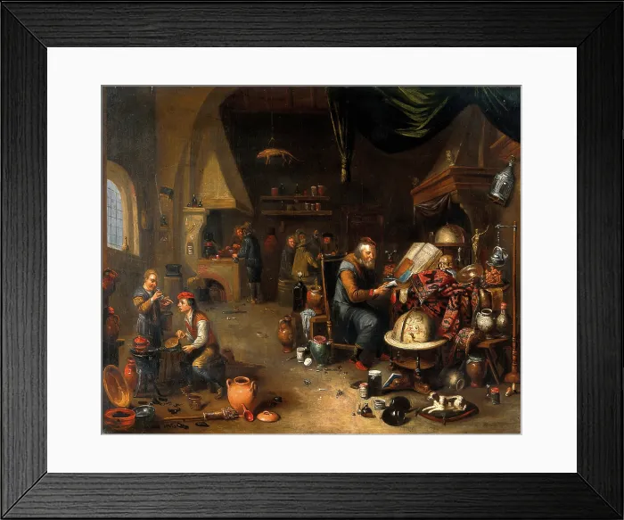 Framed Print : An alchemist in his laboratory, c1700s. Creator: Unknown Framed Print : An alchemist in his laboratory, c1700s. Creator: Unknown