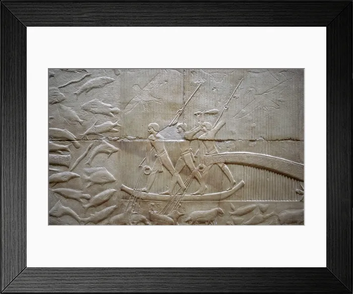 Framed Print : Hunting hippos relief, Mastaba of Kagemni, Saqqara, Egypt, Old Kingdom, 6th Dynasty, 2350 BC (2003). Creator: Unknown Framed Print : Hunting hippos relief, Mastaba of Kagemni, Saqqara, Egypt, Old Kingdom, 6th Dynasty, 2350 BC (2003). Creator: Unknown