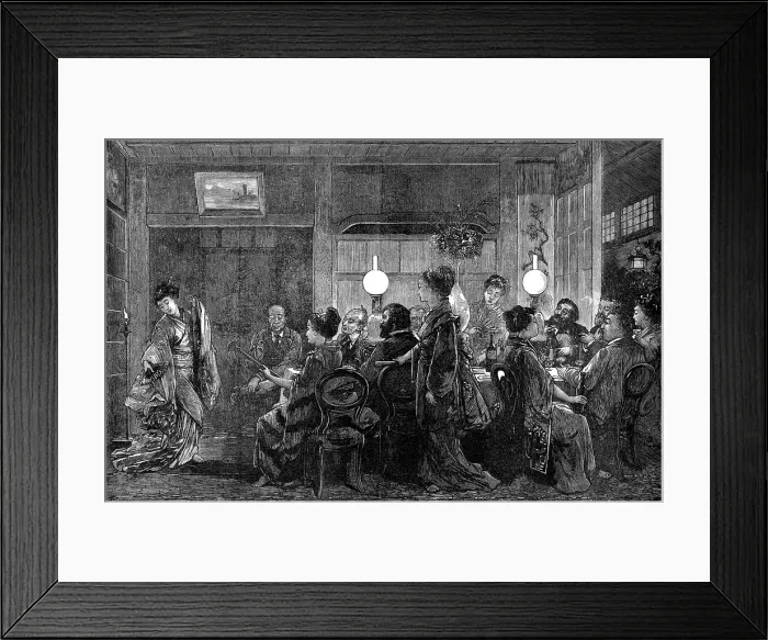 Framed Print : A Japanese dinner party, 1874. Creator: Unknown Framed Print : A Japanese dinner party, 1874. Creator: Unknown