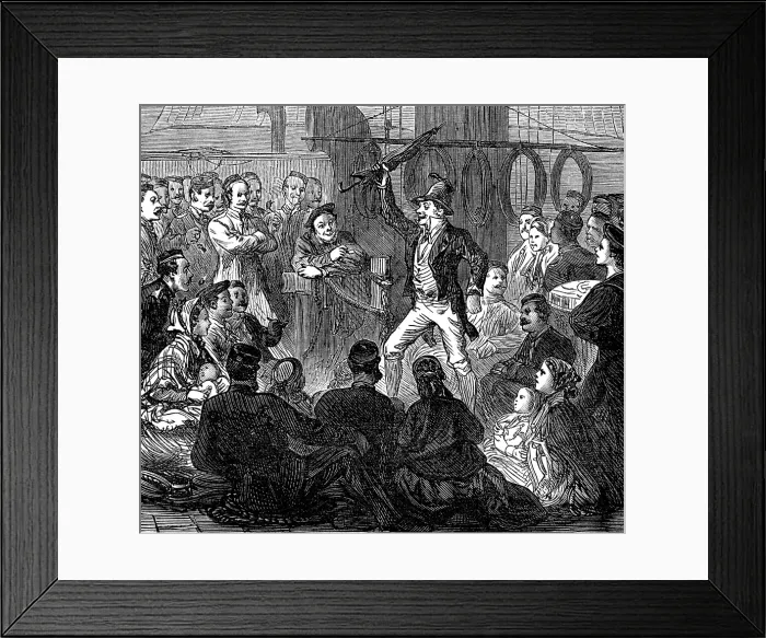 Framed Print : Life on board a troop-ship: evening amusements, 1874. Creator: Unknown Framed Print : Life on board a troop-ship: evening amusements, 1874. Creator: Unknown