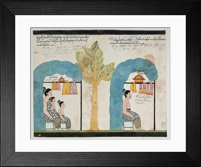 Framed Print : Prince Vessantara and his family live as hermits in separate temples, 1815. Creator: Unknown Framed Print : Prince Vessantara and his family live as hermits in separate temples, 1815. Creator: Unknown