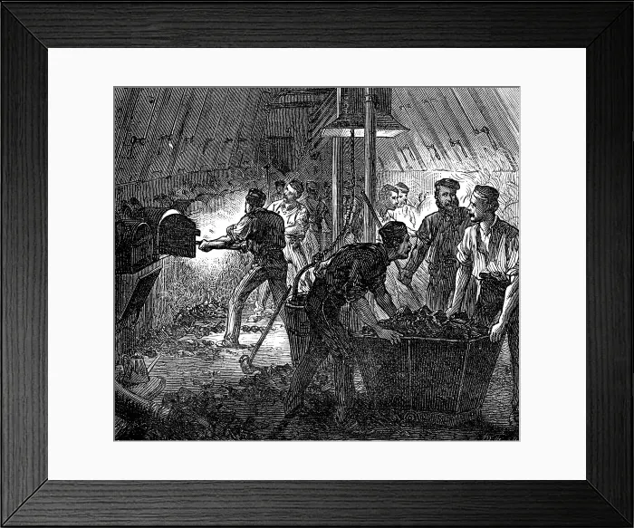 Framed Print : Life on board a troop-ship: the stokehole, 1874. Creator: Unknown Framed Print : Life on board a troop-ship: the stokehole, 1874. Creator: Unknown