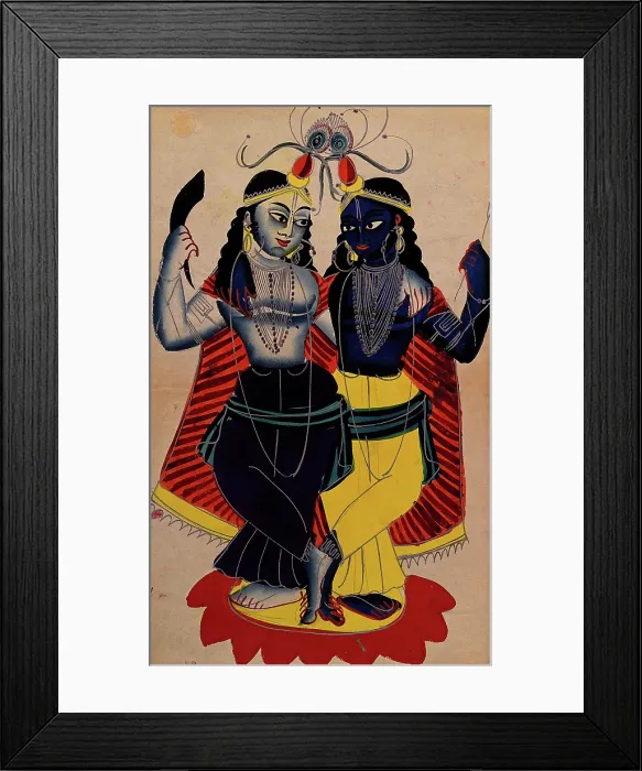 Framed Print : Radha and Krishna on a lotus flower. Creator: Unknown Framed Print : Radha and Krishna on a lotus flower. Creator: Unknown