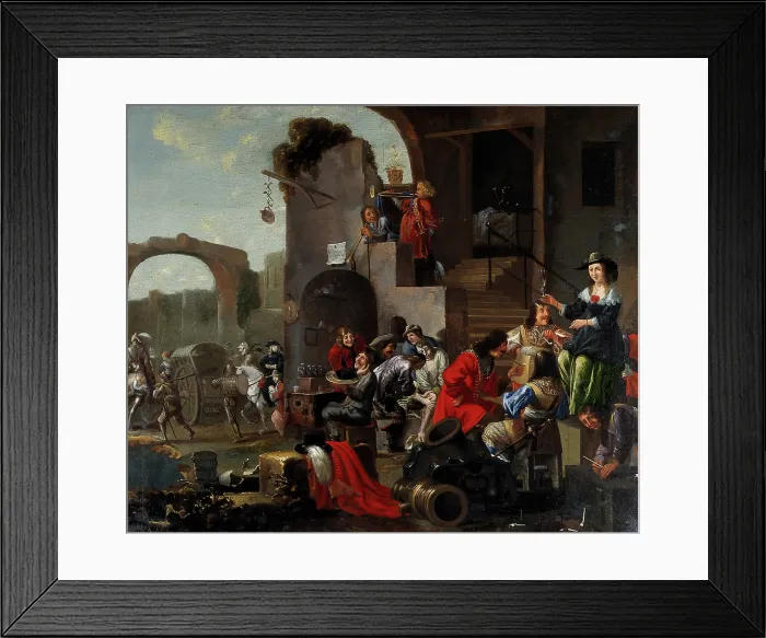 Framed Print : A barber and a surgeon attending to soldiers, c1680s. Creator: Unknown