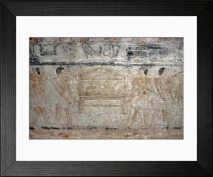 Framed Print : Men carrying a chest relief, Mastaba of Mereruka, Saqqara, Egypt, Old Kingdom, 2340 BC (2003). Creator: Unknown Framed Print : Men carrying a chest relief, Mastaba of Mereruka, Saqqara, Egypt, Old Kingdom, 2340 BC (2003). Creator: Unknown
