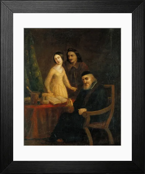 Framed Print : A physician holding a urine flask in the presence of a young woman and man, between 1800 and 1899. Creator: Unknown Framed Print : A physician holding a urine flask in the presence of a young woman and man, between 1800 and 1899. Creator: Unknown