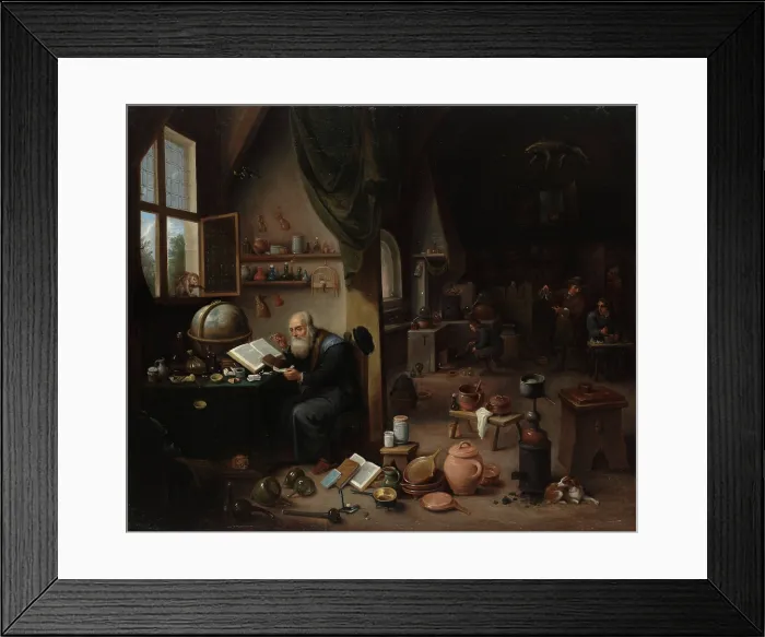 Framed Print : An alchemist in his laboratory, c1680s. Creator: Follower of David Teniers II Framed Print : An alchemist in his laboratory, c1680s. Creator: Follower of David Teniers II