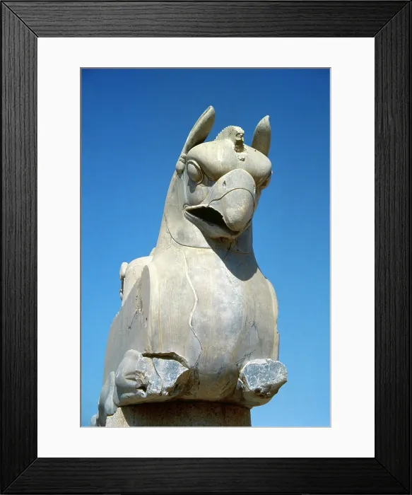 Framed Print : Zoomorphic griffin capital, Persepolis (Taknt-e-Jamshid), Iran, Achaemenid Empire (2005). Creator: Unknown Framed Print : Zoomorphic griffin capital, Persepolis (Taknt-e-Jamshid), Iran, Achaemenid Empire (2005). Creator: Unknown