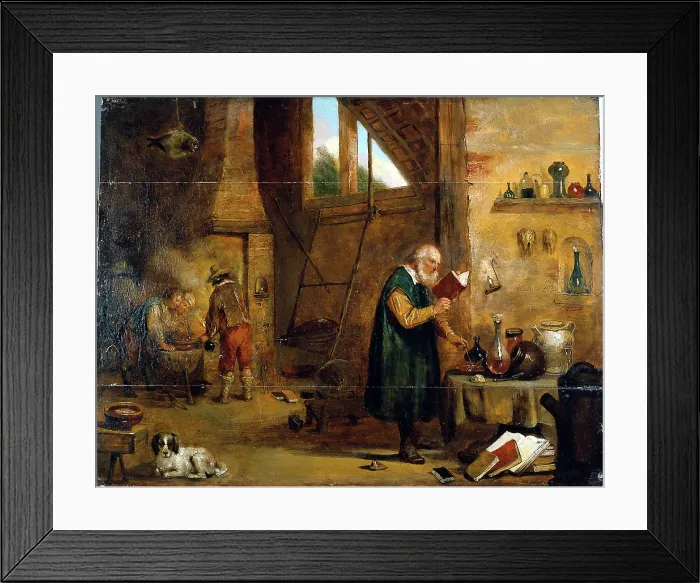 Framed Print : An alchemist in his laboratory. Creator: Follower of David Teniers II Framed Print : An alchemist in his laboratory. Creator: Follower of David Teniers II