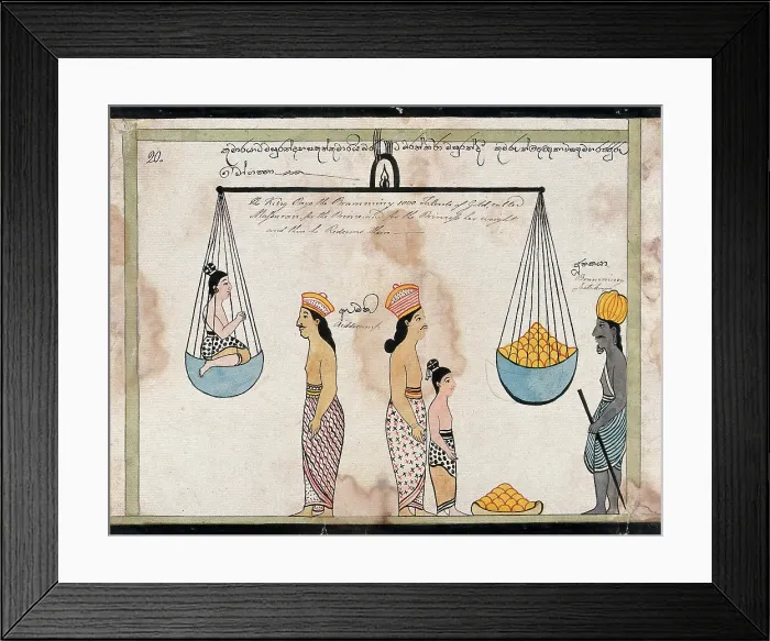 Framed Print : King Sanjaya redeems the children of Vessantara, paying to the brahmin the weight of the... 1815. Creator: Unknown Framed Print : King Sanjaya redeems the children of Vessantara, paying to the brahmin the weight of the... 1815. Creator: Unknown