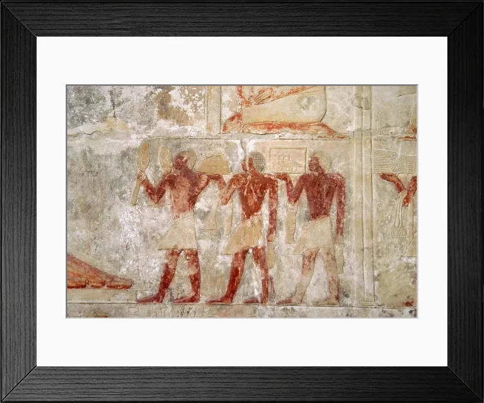 Framed Print : Polychrome relief depicting offering bearers, Mastaba of Mereruka, Saqqara, Egypt, 2340 BC (2003). Creator: Unknown Framed Print : Polychrome relief depicting offering bearers, Mastaba of Mereruka, Saqqara, Egypt, 2340 BC (2003). Creator: Unknown