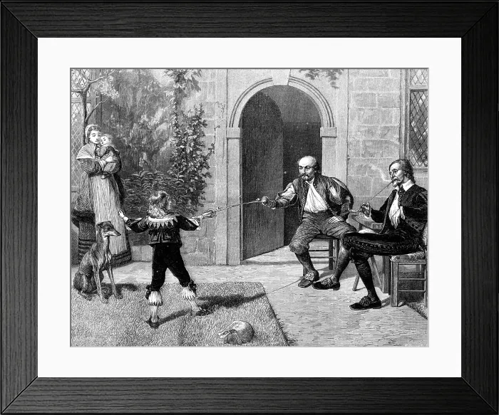 Framed Print : Early Lessons, by V. W. Bromley, Winter Exhibition of the Society of British Artists, 1874. Creator: Unknown