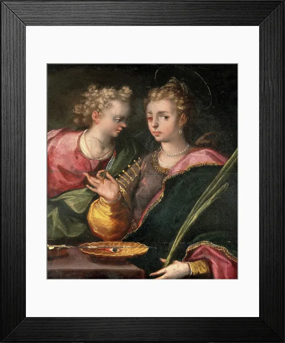 Framed Print : Saint Lucy and an angel, c16th century. Creator: Unknown Framed Print : Saint Lucy and an angel, c16th century. Creator: Unknown