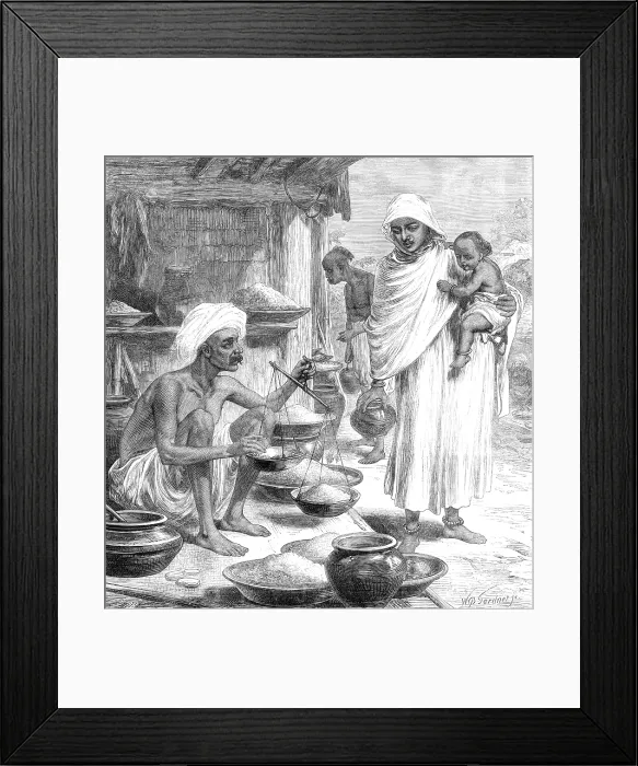 Framed Print : The Impending Famine in Bengal: a Bengalee beniah or grain-seller, 1874. Creator: William Biscombe Gardner Framed Print : The Impending Famine in Bengal: a Bengalee beniah or grain-seller, 1874. Creator: William Biscombe Gardner