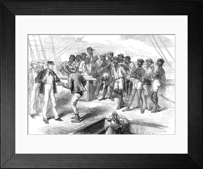 Framed Print : Voyage to the Gold Coast...a negro strike at Sierra Leone, 1874. Creator: Unknown Framed Print : Voyage to the Gold Coast...a negro strike at Sierra Leone, 1874. Creator: Unknown