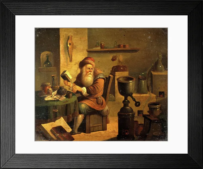 Framed Print : An alchemist in his laboratory, c1680s. Creator: Follower of David Teniers II Framed Print : An alchemist in his laboratory, c1680s. Creator: Follower of David Teniers II