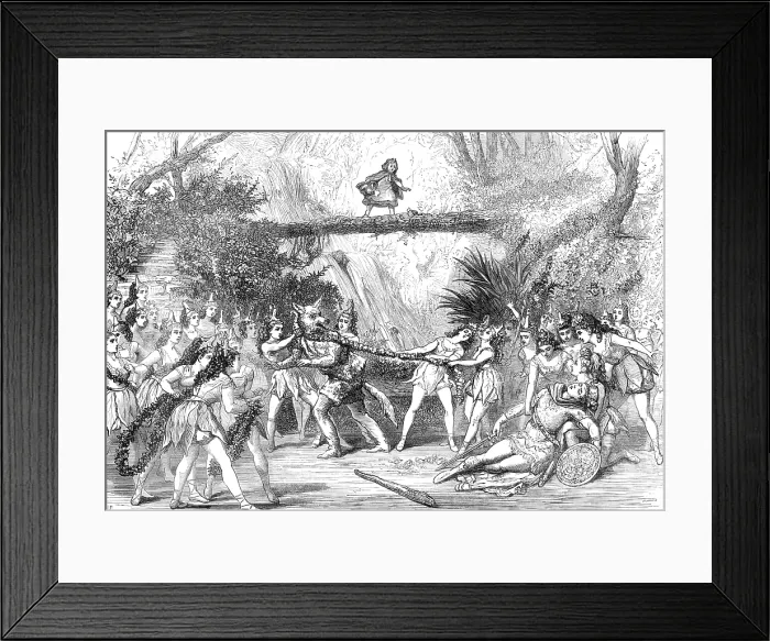 Framed Print : The Christmas Pantomimes: scene from Red Riding Hood and Her Sister Little Bo-Peep, 1874. Creator: Unknown Framed Print : The Christmas Pantomimes: scene from Red Riding Hood and Her Sister Little Bo-Peep, 1874. Creator: Unknown