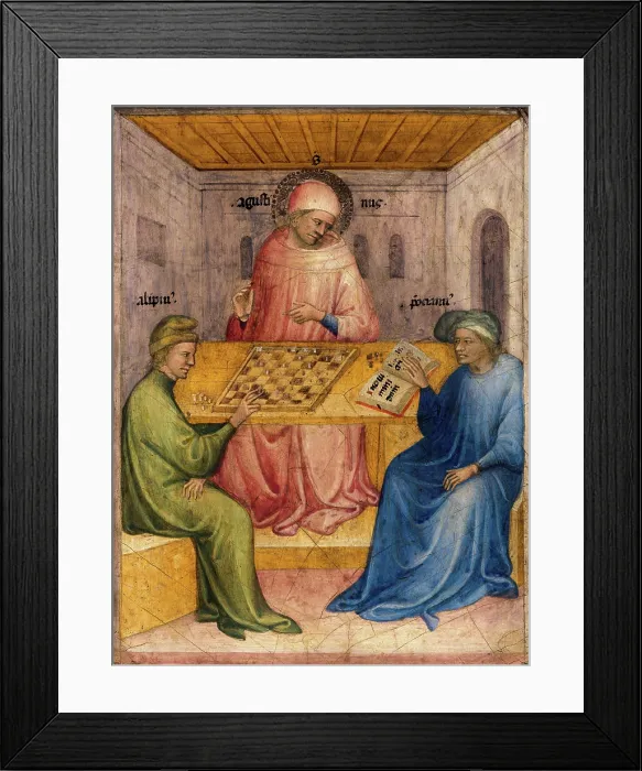 Framed Print : Saint Augustine and Alypius Receiving Ponticianus, c1413. Creator: Niccolo di Pietro (active 1394-1427) Framed Print : Saint Augustine and Alypius Receiving Ponticianus, c1413. Creator: Niccolo di Pietro (active 1394-1427)