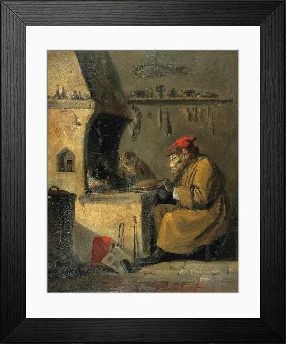 Framed Print : A monkey alchemist, c1850s. Creator: Edmund Bristow Framed Print : A monkey alchemist, c1850s. Creator: Edmund Bristow