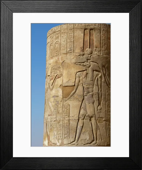 Framed Print : Relief of the god Sobek wearing shuty crown, Temple of Kom Ombo, Egypt, 2nd century BC (2023). Creator: Unknown Framed Print : Relief of the god Sobek wearing shuty crown, Temple of Kom Ombo, Egypt, 2nd century BC (2023). Creator: Unknown