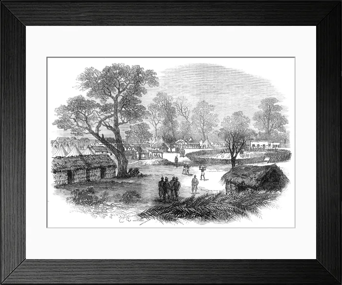 Framed Print : The Ashantee War: the Camp at Dunquah, from a sketch by our special artist, 1874. Creator: Unknown Framed Print : The Ashantee War: the Camp at Dunquah, from a sketch by our special artist, 1874. Creator: Unknown