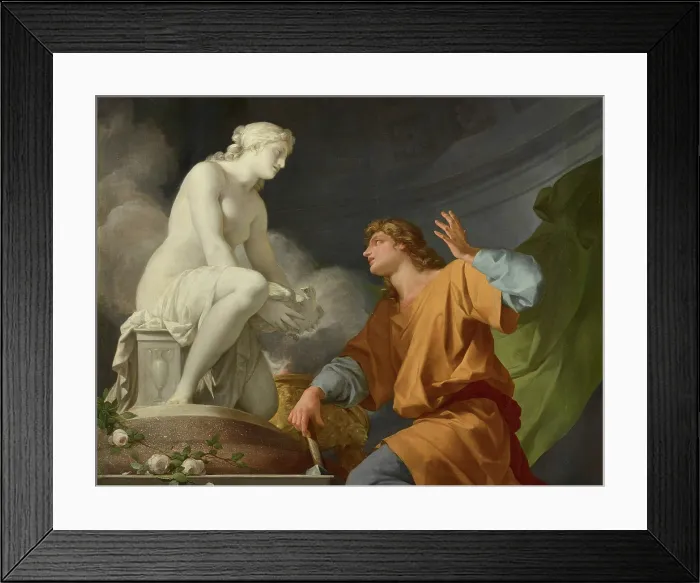 Framed Print : The Origin of Sculpture or Pygmalion praying Venus to animate his statue, 1786. Creator: Regnault, Jean-Baptiste (1754-1829) Framed Print : The Origin of Sculpture or Pygmalion praying Venus to animate his statue, 1786. Creator: Regnault, Jean-Baptiste (1754-1829)