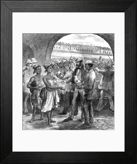 Framed Print : The Ashantee War: paying...Fantee women carriers at Cape Coast Castle...by our special artist, 1874. Creator: Unknown Framed Print : The Ashantee War: paying...Fantee women carriers at Cape Coast Castle...by our special artist, 1874. Creator: Unknown