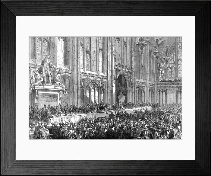 Framed Print : Luncheon given by the Lord Mayor to the Prince of Wales at Guildhall, 1874. Creator: Unknown Framed Print : Luncheon given by the Lord Mayor to the Prince of Wales at Guildhall, 1874. Creator: Unknown