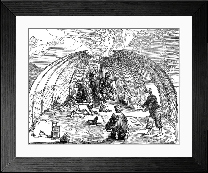 Framed Print : The Yarkund Mission: akoe or Kirgiz tent, occupied by the travelling party, 1874. Creator: Unknown Framed Print : The Yarkund Mission: akoe or Kirgiz tent, occupied by the travelling party, 1874. Creator: Unknown