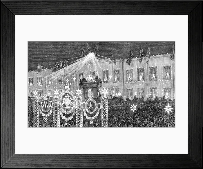 Framed Print : Royal Marriage Festivities at Moscow: ball and illumination at the Governor's Palace, 1874. Creator: Unknown Framed Print : Royal Marriage Festivities at Moscow: ball and illumination at the Governor's Palace, 1874. Creator: Unknown
