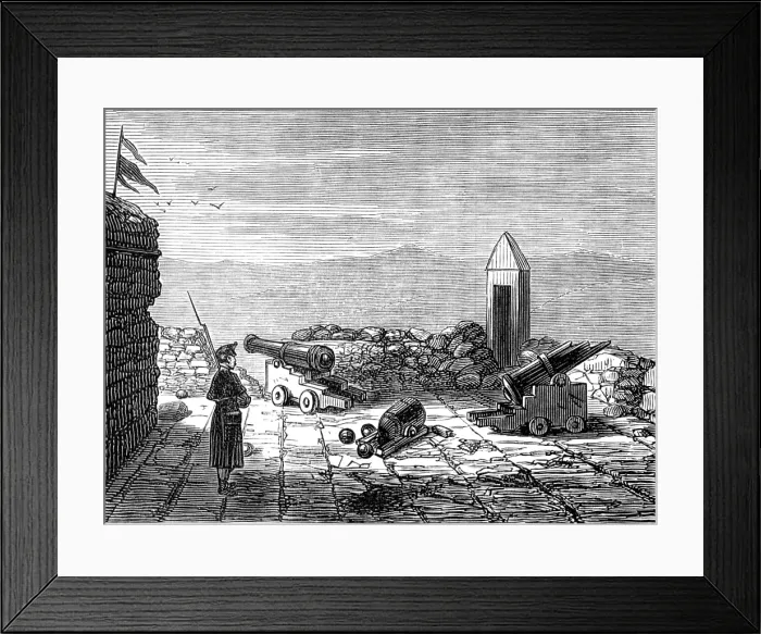 Framed Print : Sketches at Cartagena after the Siege: Fort Atalaya, 1874. Creator: Unknown Framed Print : Sketches at Cartagena after the Siege: Fort Atalaya, 1874. Creator: Unknown
