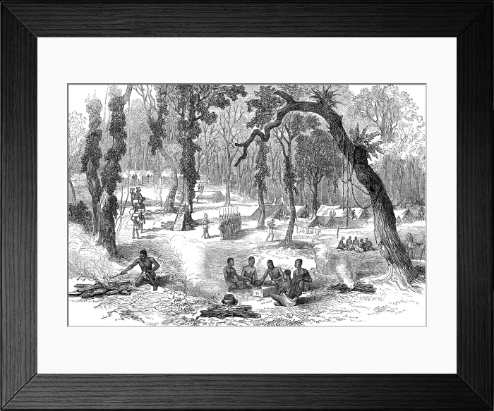 Framed Print : The Ashantee War: Moinsie, the base of the Adansi Hills, from a sketch by our special artist, 1874. Creator: Unknown Framed Print : The Ashantee War: Moinsie, the base of the Adansi Hills, from a sketch by our special artist, 1874. Creator: Unknown