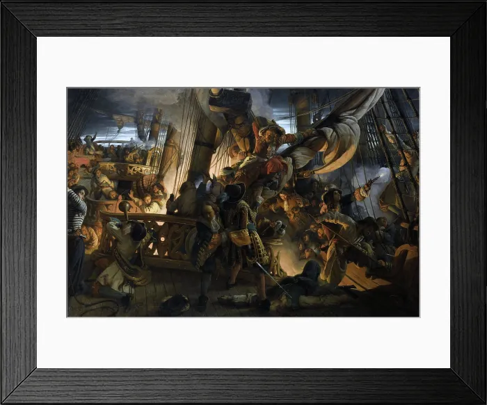 Framed Print : Abordage d'un Vaisseau Hollandais par Jean Bart (Jean Bart Boarding a Dutch Vessel), 1843. Creator: Biard, Francois-August (1798-1882). Abordage d'un Vaisseau Hollandais par Jean Bart (Jean Bart Boarding a Dutch Vessel), 1843 Framed Print : Abordage d'un Vaisseau Hollandais par Jean Bart (Jean Bart Boarding a Dutch Vessel), 1843. Creator: Biard, Francois-August (1798-1882). Abordage d'un Vaisseau Hollandais par Jean Bart (Jean Bart Boarding a Dutch Vessel), 1843