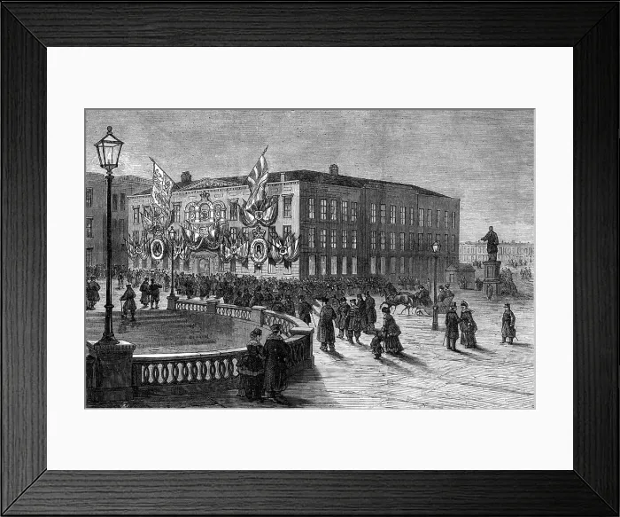 Framed Print : The British Embassy at St. Petersburg illuminated for the Duke of Edinburgh's Marriage, 1874. Creator: Unknown Framed Print : The British Embassy at St. Petersburg illuminated for the Duke of Edinburgh's Marriage, 1874. Creator: Unknown