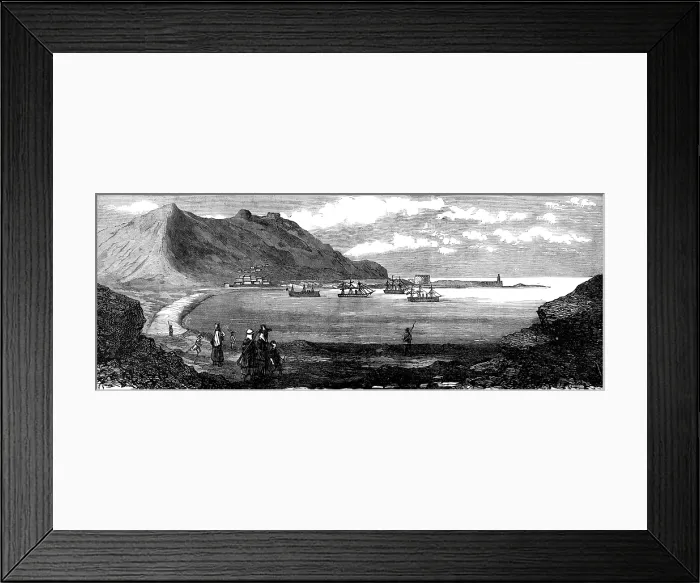 Framed Print : Sketches at Cartagena after the Siege: Mersel Kebir Bay, ...Oran, with Spanish vessels of war, 1874. Creator: Unknown Framed Print : Sketches at Cartagena after the Siege: Mersel Kebir Bay, ...Oran, with Spanish vessels of war, 1874. Creator: Unknown