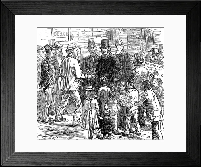 Framed Print : Metropolitan Boroughs election sketches: the working-man's friend, 1874. Creator: Unknown. Metropolitan Boroughs election sketches: the working-man's friend, 1874. Creator: Unknown Framed Print : Metropolitan Boroughs election sketches: the working-man's friend, 1874. Creator: Unknown. Metropolitan Boroughs election sketches: the working-man's friend, 1874. Creator: Unknown