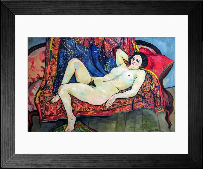 Framed Print : Nude on the red sofa, 1920. Creator: Valadon, Suzanne (1865-1938) Framed Print : Nude on the red sofa, 1920. Creator: Valadon, Suzanne (1865-1938)