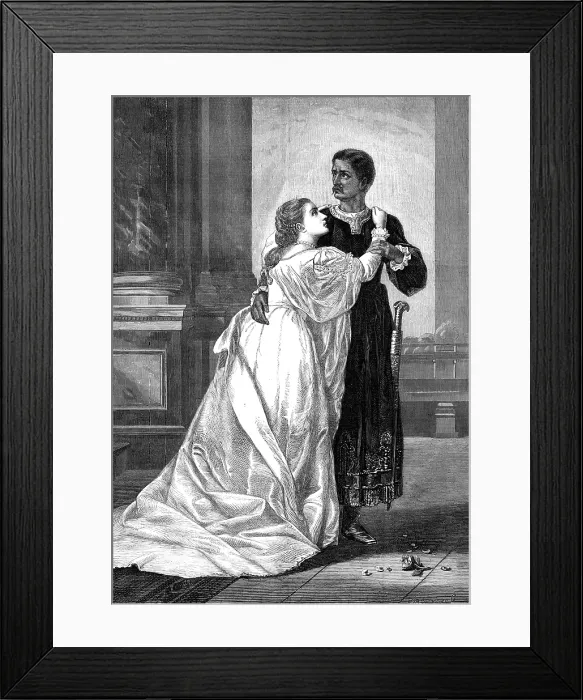 Framed Print : Othello and Desdemona, by W. S. Herrick, 1874. Creator: William Biscombe Gardner Framed Print : Othello and Desdemona, by W. S. Herrick, 1874. Creator: William Biscombe Gardner