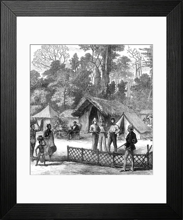 Framed Print : The Ashantee War: newspaper correspondents quarters in the camp at Prah-Su, 1874. Creator: Unknown. The Ashantee War: newspaper correspondents quarters in the camp at Prah-Su, 1874. Creator: Unknown Framed Print : The Ashantee War: newspaper correspondents quarters in the camp at Prah-Su, 1874. Creator: Unknown. The Ashantee War: newspaper correspondents quarters in the camp at Prah-Su, 1874. Creator: Unknown