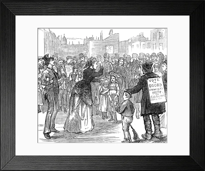 Framed Print : Metropolitan Boroughs election sketches: Woman's Rights, 1874. Creator: Unknown. Metropolitan Boroughs election sketches: Woman's Rights, 1874. Creator: Unknown Framed Print : Metropolitan Boroughs election sketches: Woman's Rights, 1874. Creator: Unknown. Metropolitan Boroughs election sketches: Woman's Rights, 1874. Creator: Unknown