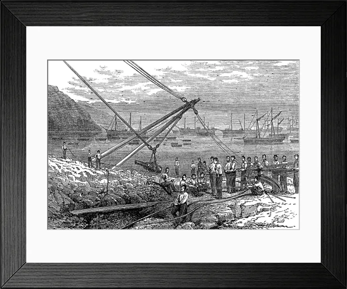 Framed Print : Landing guns at Munden's Cove, 1874. Creator: Unknown. Landing guns at Munden's Cove, 1874. Creator: Unknown Framed Print : Landing guns at Munden's Cove, 1874. Creator: Unknown. Landing guns at Munden's Cove, 1874. Creator: Unknown