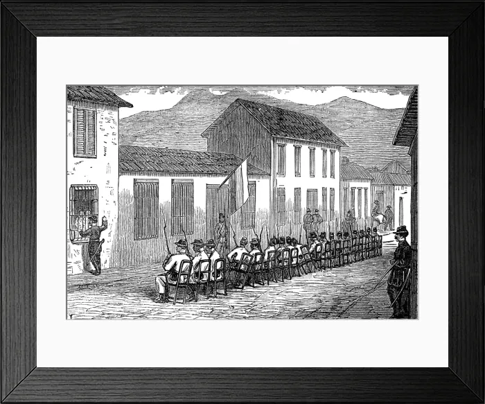 Framed Print : Guard of honour before the President's private house at Caracas, Venezuela, 1874. Creator: Unknown. Guard of honour before the President's private house at Caracas, Venezuela, 1874. Creator: Unknown Framed Print : Guard of honour before the President's private house at Caracas, Venezuela, 1874. Creator: Unknown. Guard of honour before the President's private house at Caracas, Venezuela, 1874. Creator: Unknown