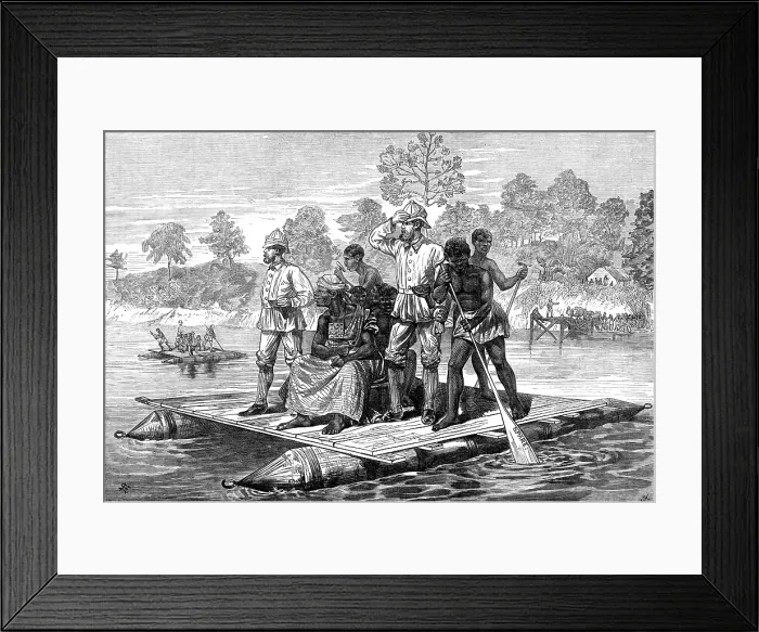Framed Print : Sketches of the Ashantee War, by our special artist: Ashantee ambassadors crossing the Prah, 1874. Creator: Unknown Framed Print : Sketches of the Ashantee War, by our special artist: Ashantee ambassadors crossing the Prah, 1874. Creator: Unknown