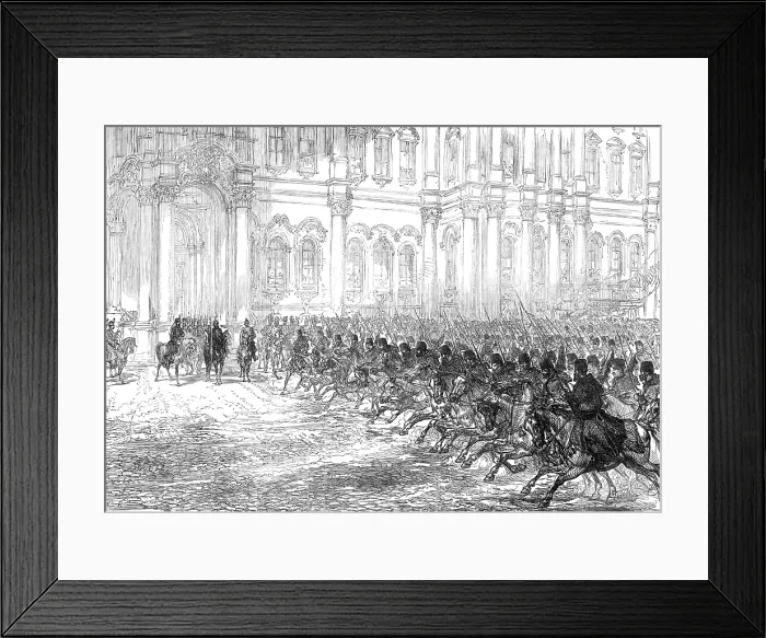 Framed Print : Marriage Festivities at St Petersburg: review before the Emperor, the Prince of Wales... 1874. Creator: Unknown Framed Print : Marriage Festivities at St Petersburg: review before the Emperor, the Prince of Wales... 1874. Creator: Unknown