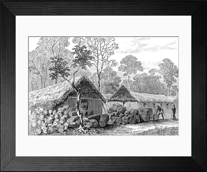 Framed Print : The Ashantee War: Barracoe - station on the road to Coomassie, ...sketch by our special artist, 1874. Creator: Unknown Framed Print : The Ashantee War: Barracoe - station on the road to Coomassie, ...sketch by our special artist, 1874. Creator: Unknown