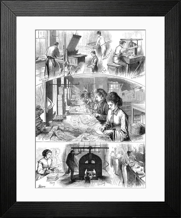 Framed Print : The manufacture of Valentines, 1874. Creator: W. H. F Framed Print : The manufacture of Valentines, 1874. Creator: W. H. F