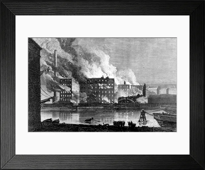Framed Print : Burning of Messrs. A. and P. Tod's flour mills, Leith, 1874. Creator: Unknown. Burning of Messrs. A. and P. Tod's flour mills, Leith, 1874. Creator: Unknown Framed Print : Burning of Messrs. A. and P. Tod's flour mills, Leith, 1874. Creator: Unknown. Burning of Messrs. A. and P. Tod's flour mills, Leith, 1874. Creator: Unknown