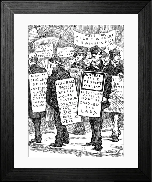 Framed Print : Metropolitan Boroughs election sketches: Chelsea sandwiches, 1874. Creator: Unknown Framed Print : Metropolitan Boroughs election sketches: Chelsea sandwiches, 1874. Creator: Unknown